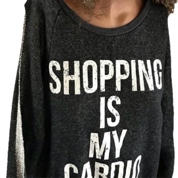 SHOPPING is my CARDIO Split SLEEVE SWEATSHIRT M - Picture 11 of 16